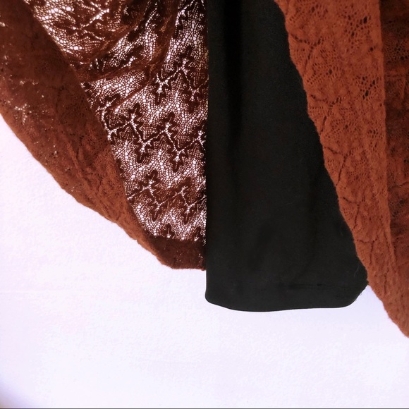 70s Style Ruffle Sleeve Rust Brown Mini Dress - Picture 5 of 7